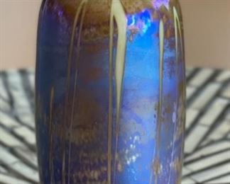 Studio Art Glass Vase Iridescent Kelley 1990	5in H x 2in Diameter
