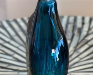 Fire Island David Foster & Mathew LaBarbera Art Glass Perfume Bottle Green Gold	6x3.5x1.5in
