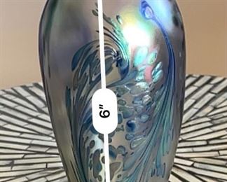 Eickholt Studio Iridescent Art Glass Vase #2	6.5in H x 3in Diameter
