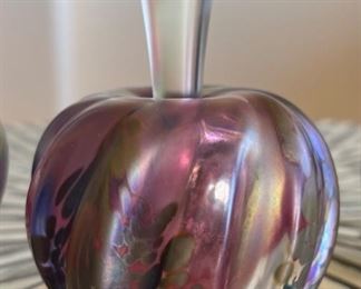 3pc Signed Art Glass Perfume Bottles	Largest: 4in H x 2.25in Diameter
