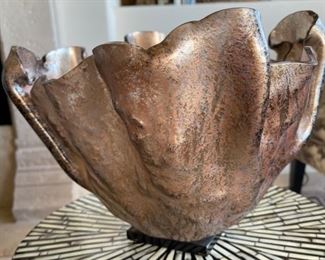 Signed Art Glass Iridescent Ruffle Bowl	10x12x14in
