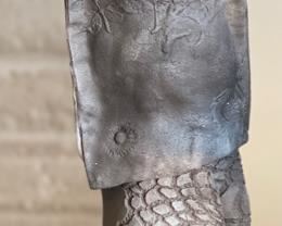 3pc Raku Ceramic Figures Artist Made	Tallest: 11x3.25x1.75
