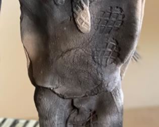 3pc Raku Ceramic Figures Artist Made	Tallest: 11x3.25x1.75
