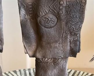 3pc Raku Ceramic Figures Artist Made	Tallest: 11x3.25x1.75
