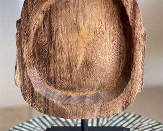 Carved Wood Face on Stand Asian	14x8x4.5in
