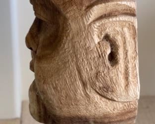 Carved Wood Face on Stand Asian	14x8x4.5in
