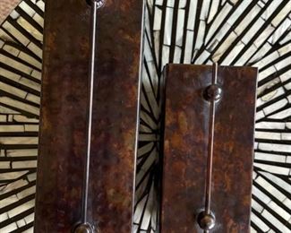 2pc Hammered Metal Patinated Boxes	Lg: 7x9x3in
