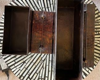 2pc Hammered Metal Patinated Boxes	Lg: 7x9x3in
