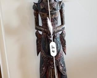 Wood Carved Lady Sculpture #1 India	51x8x6in
