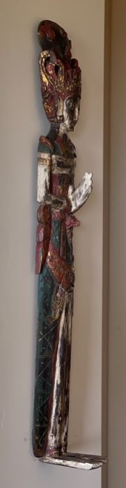 Wood Carved Lady Sculpture #2 India	51x8x6in
