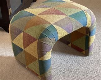 Vintage Waterfall Ottoman / Stool in Designer Fabric #2	19x24x18.5in
