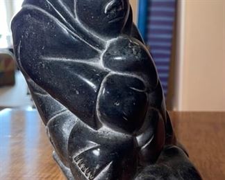 Eskimo Inuit Soapstone Carving	9x5x9in
