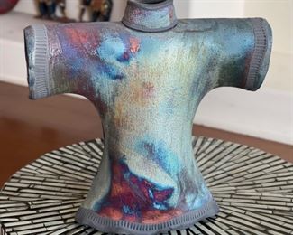 Raku Ceramic Asian Robe Sculpture BLUE	10x10x4.5in
