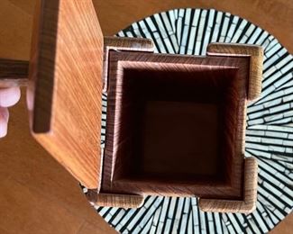 Teak Wood Contemporary Artist Made  Box Stand	20x5.25x5.25in
