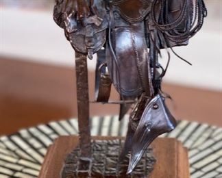 Stefan Ott Texas Slick Fork Saddle Bronze Sculpture	10x5x6in

