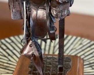 Stefan Ott Texas Slick Fork Saddle Bronze Sculpture	10x5x6in
