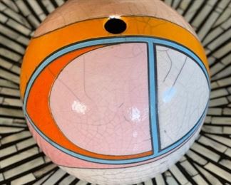 Ceramic Orb Vase Signed #1	6.5in H x 5.5in Diameter
