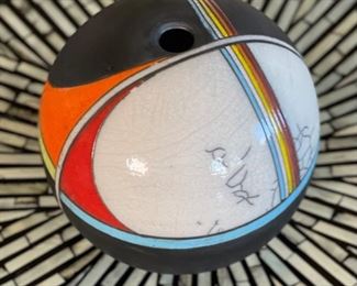 Ceramic Orb Vase Signed #2	6.5in H x 5.5in Diameter
