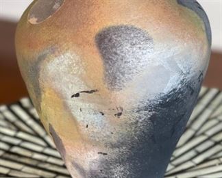 Dave Allyn Ceramics Raku Vase	8in H x 5.5in Diameter
