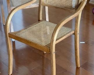 2pc Oak Cane Bentwood Chairs  PAIR	32x21x19in
