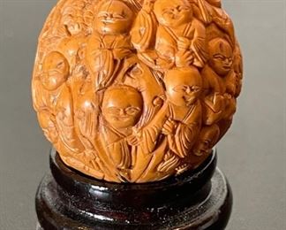 Chinese Hand Carved Walnut w. Stand	2x1.5x1.5in
