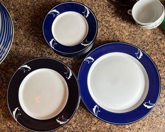 Set of 13 Dansk Flora Blue with White	

