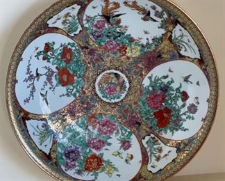 Lg Chinese Export Porcelain Bowl Famille Rose Bird & Butterfly	16in Diameter x 3in D
