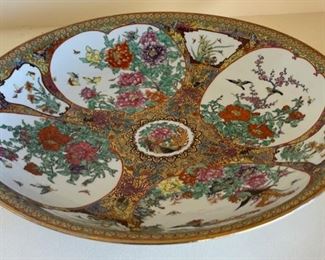 Lg Chinese Export Porcelain Bowl Famille Rose Bird & Butterfly	16in Diameter x 3in D

