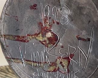 KimmBerly Raku Pottery Clay Studios Lg 3 Handled Pot	17in h x 11in diameter
