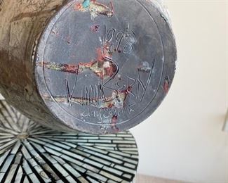 KimmBerly Raku Pottery Clay Studios Lg 3 Handled Pot	17in h x 11in diameter
