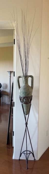 Tall Ceramic Vase with Iron Stand Decor	62x12x10-?0
