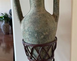 Tall Ceramic Vase with Iron Stand Decor	62x12x10-?0

