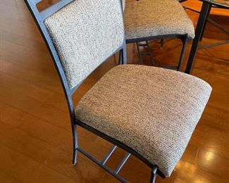 Iron & glass breakfast table with 6 chairs	Table: 59.5in diameter  
