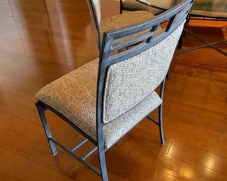 Iron & glass breakfast table with 6 chairs	Table: 59.5in diameter  
