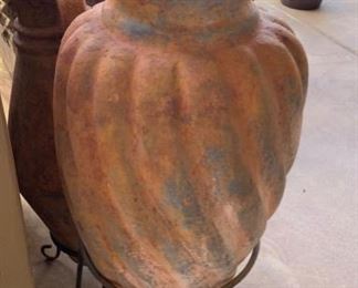 Large Outdoor Terracotta Vase on stand  #6	30x14x14
