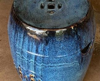 Ceramic Blue Decorative Garden Stand Stool  #1	18x13x13
