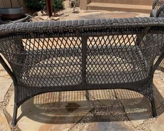 Outdoor Black All Weather Wicker Loveseat Frame	30x53x30
