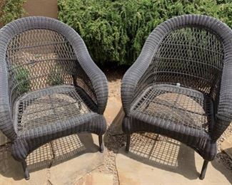 Pair of Outdoor Black All Weather Wicker Chairs	36x30x30
