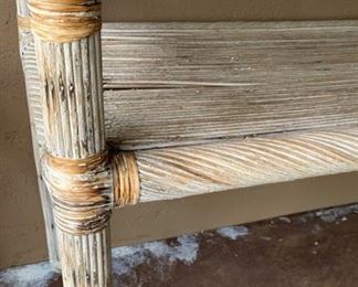 Outdoor Wicker Side Table with Glass Top	27x48x16
