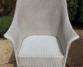 Pair of White Rattan High back Chairs	42x28x24
