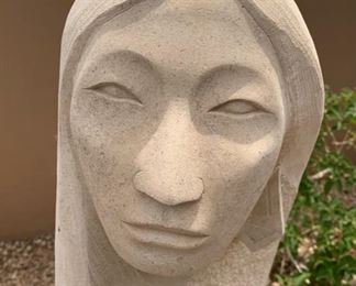 *Original* Randall Beyale Navajo Native American Woman Carved Stone Sculpture Statue	46x19x13
