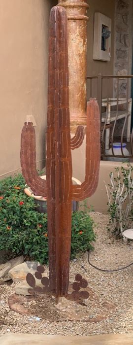 6ft Rustic Metal Saguaro Cactus Yard Art	72x30x19
