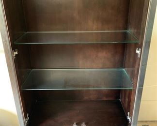 Modern Wood Cabinet with 3 glass shelves and two drawers	72x40x16
