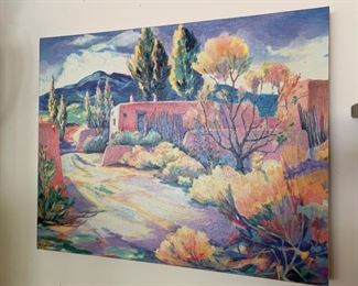 *Original* Art Betty Carlson Santa Fe Adobe Acrylic Painting Adobe House  	24x30x2
