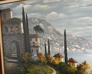 *Original* Painting Seaside Village	31x43x2in
