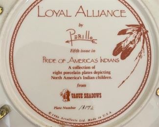 Perillo Loyal Alliance Collectors Plate Native American  Collectors Plate	11in Diameter
