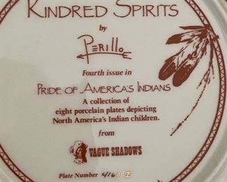 Perillo Kindred Spirit Collectors Plate Native American  Collectors Plate	11in Diameter
