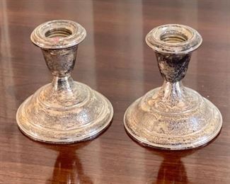 Empire Sterling Silver Candle Holders Weighted	3in H x 3in Diameter
