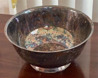 Paul Revere Reproduction Silver Plate Footed Bowl	5in H x 10in Diameter
