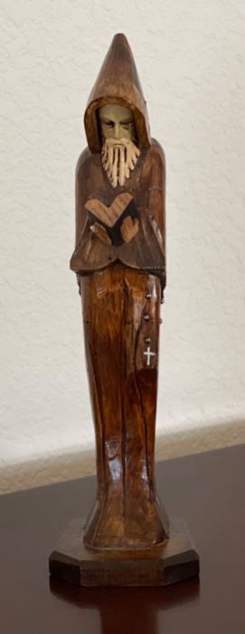Carved Wood Monk	11in H
